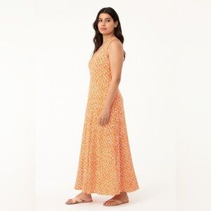 Michael Kors Vibrant Orange and White Maxi Dress
